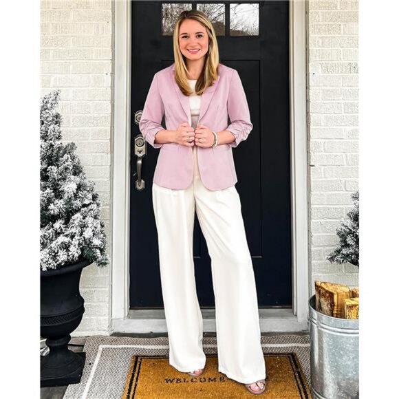 Blazers Jackets Dressy 3/4 Sleeve light Purple - Picture 4 of 6